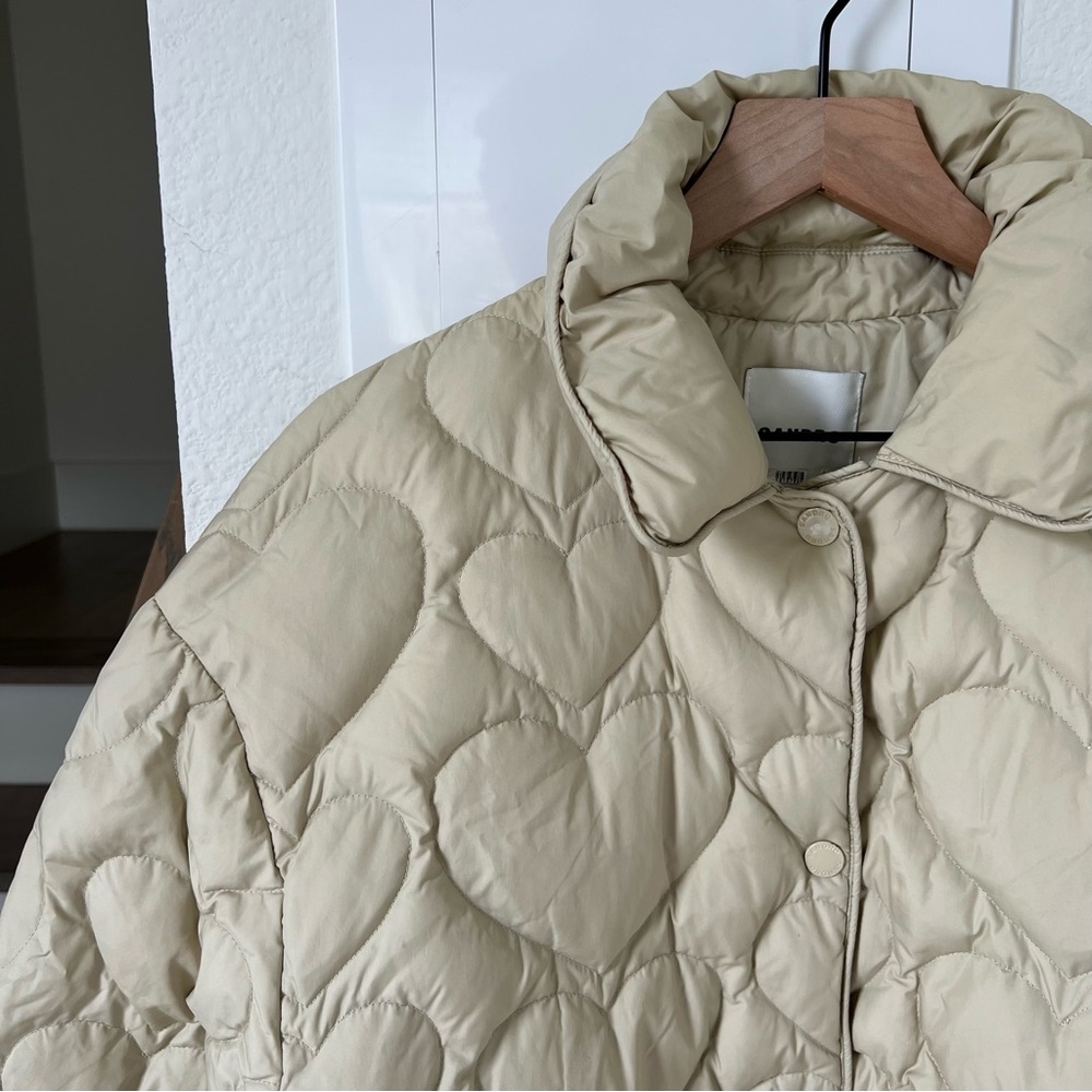 Sandro Gloriana Heart Quilted Jacket in Tan - Picture 6 of 13